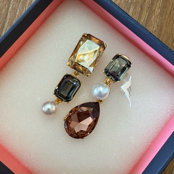 NWT Oscar de la Renta gemstone mismatched drop earrings - Picture 2 of 13
